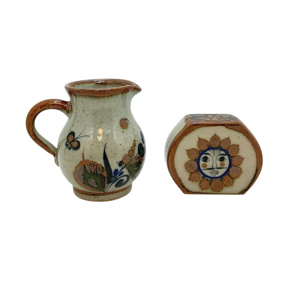 Espresso/Shot Set 4 Cup Cream Pitcher Spice Shaker Hand Made &‎ Painted 6 Pieces